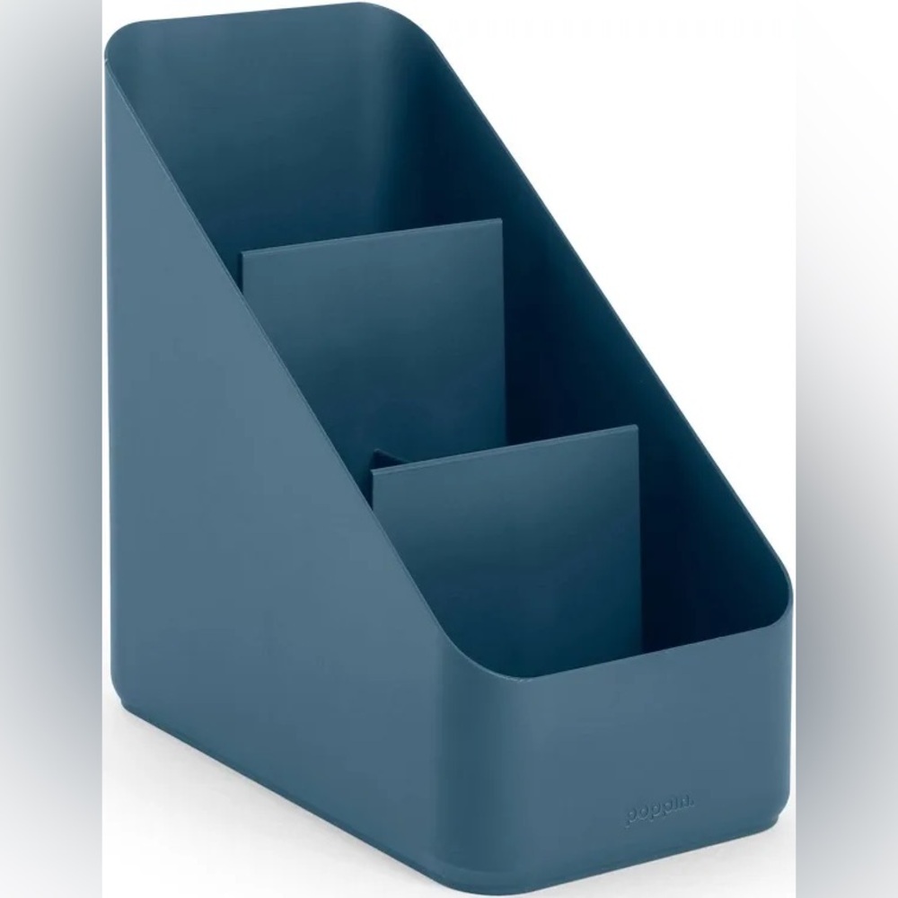 Poppin small desk organizer slate blue